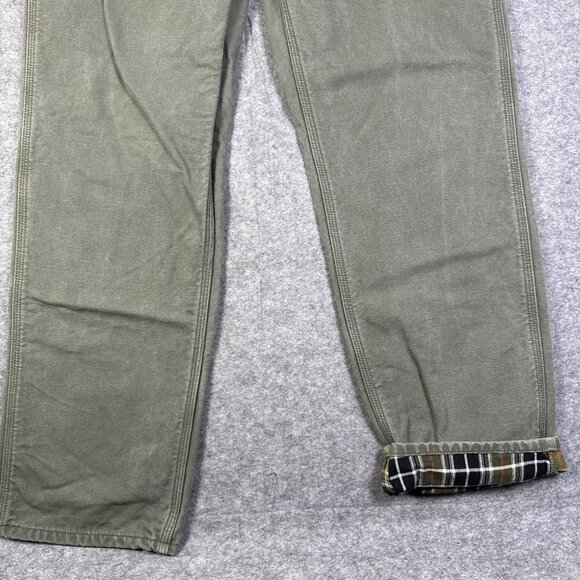 Carhartt Pants Mens 38x36 Green Flannel Lined Workwear B111 MOS Olive - Picture 7 of 13